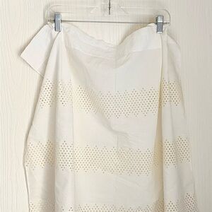 Unique Vintage Cream White Eyelet Curtain Panel